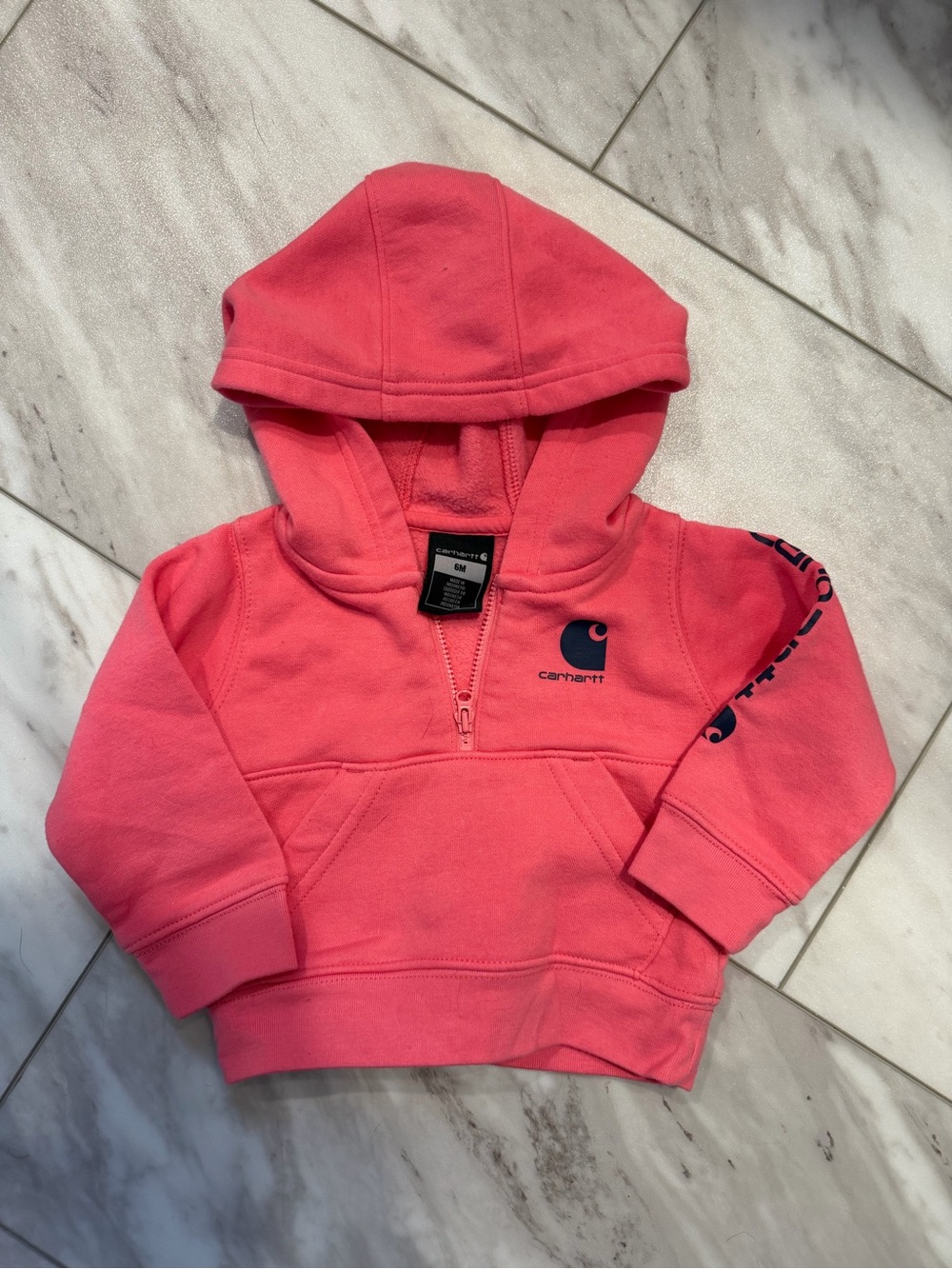 Carhartt Girls' Coral Pink Half-Zip Hooded Pullover